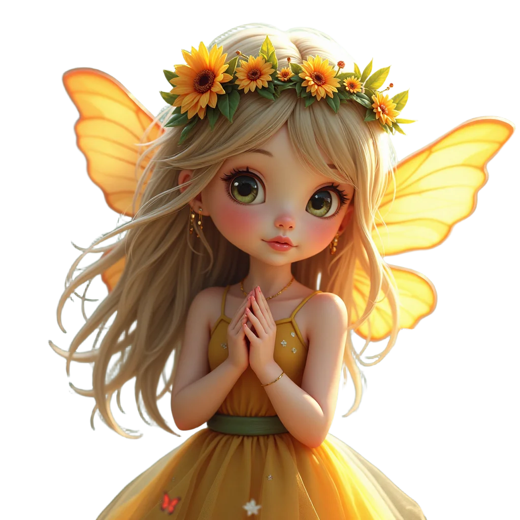 Golden Fairy in Sunflower Garden